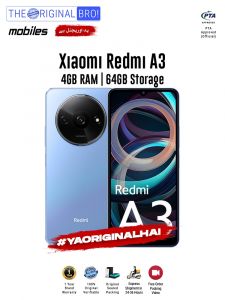 Redmi A3 - 4GB RAM - 64GB Storage - PTA Approved - 12 Months Warranty - Blue - The Original Bro Mobiles - TOB36